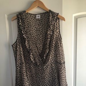 CAbi animal print crepe style shirt: 2 in 1